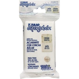 T.Taio Esponjabon Esponjabon - Esponja de jabón de nácar suave - Limpieza de lavado de baño - Eliminación de suciedad y aceite - Masaje y espuma para pies, codo y cara, accesorios de baño, aroma fresco a nácar
