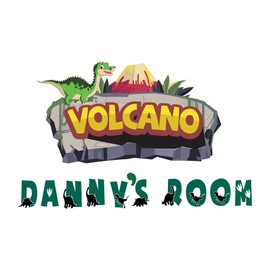 Volcano Wall Decorating Ideas Cute Cartoon Tyrannosaurus Dinosaur Joyful Cartoon Cartoon Animals Multi-Color Child's Bedroom Holiday Gift - Size: 10(W) x 6 (H)