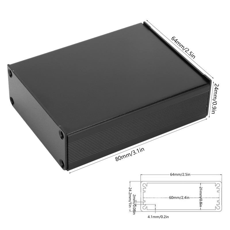 24x64x80mm Aluminum Alloy Circuit Board Case Enclosure Protective Decorder Housing
