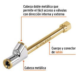 Truper VAL-INF-1/4, Válvula inflador cabeza doble, cuerda 1/4 NPT