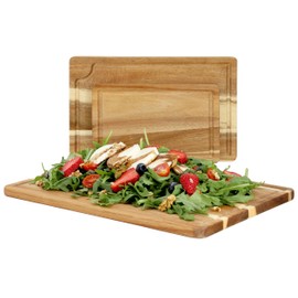 Elama 3 Piece 9 Inch, 12 Inch, and 15 Inch Acacia Wood Cutting, Prep, and Serving Board Set, Charcuterie, Cutting Boards (9in, 12in, 15in Set)