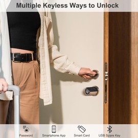 WELOCK PCB51 Elektronisches Türschloss Haustür, Elektronisches Türschloss mit Passwort, App und RFID-Karten und WiFi (Gateway erforderlich), Wasserdicht Türschloss Elektronisch für Türen von 30-70mm