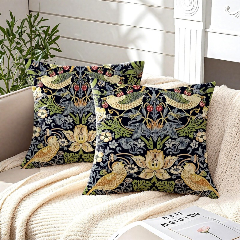 HUASHUZI Cushion Covers William Morris 40x40cm Strawberry Thief Decorations Double
