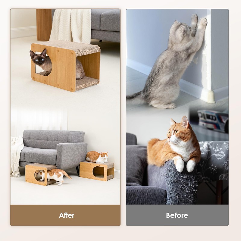 EHEYCIGA Cardboard Cat Scratcher House, 17-Inch Corrugated Cat Scratcher for
