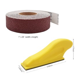 Mini Sander for Small Wood Projects Plus Hook and Loop Sandpaper Roll (1''x20'), Micro Sander Kit Tool Craft Sander for Crafting, Sanding, Tight Space, Precision Finger Detail Sander (80 Grit)