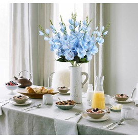 IPOPU 10PCS Gladiolus Artificial Flowers Baby Blue Artificial Flowers Gladiolus Flowers 30in Silk Flowers Long Stem Flowers for Home Wedding Garden Arrangement Decoration(Light Blue)