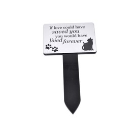 Cat Memorial Plaque Stake SILVER and Black - Outdoor Garden Waterproof (Lived Forever)