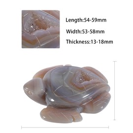 Nupuyai Natural Crystal Agate Druzy Geode Stone Sea Turtle Statue, Hand Carved Stone Animal Figurine Specimen Collectible Ornament for Home Office Decoartion Indoor Outdoor Garden