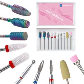 Carbide Diamond Ceramic Nail Drill Bits Set 10 PCS 3/32" Cuticle