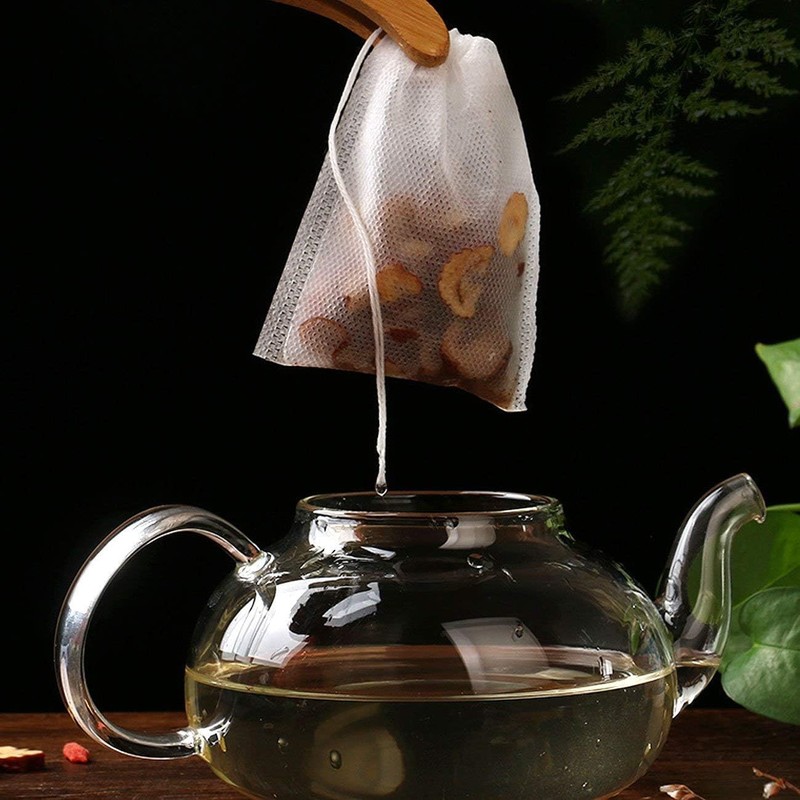 100 Pcs Disposable Loose Leaf Tea Empty Bags with Drawstring,Tea