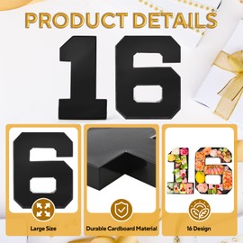 Datyiiha Cardboard Number for Charcuterie 16 Set Fillable Tray 10.2'' Black Charcuterie Paper Box for 16th Birthday Anniversary Party Decorations Chocolate Candy Cupcake Container