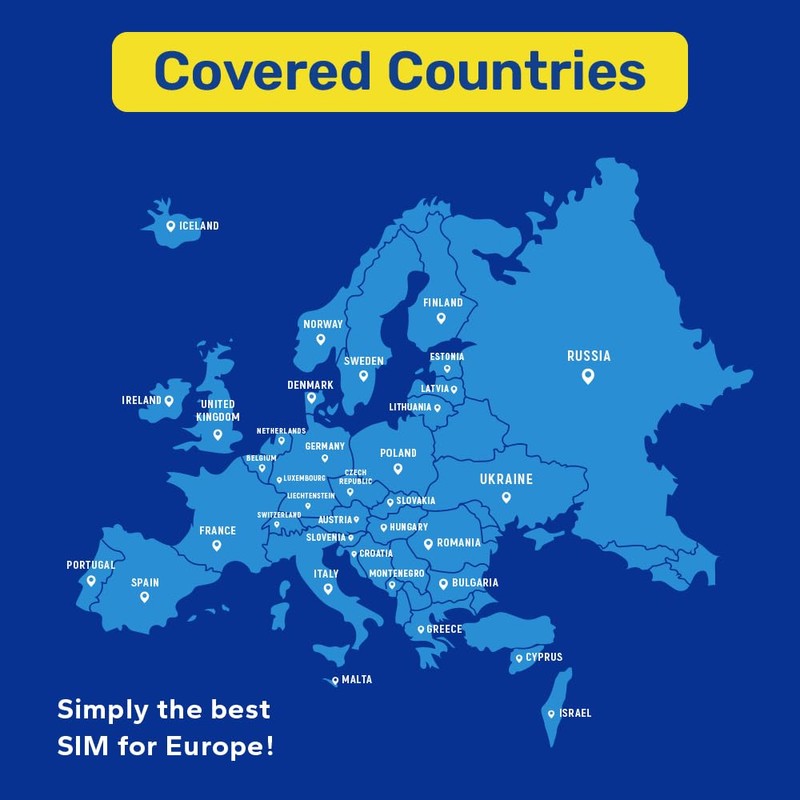 Europe SIM Card for Travel 60 Day 50GB for 36