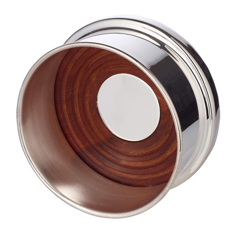 EDZARD Derby Heavy Silver Plated Bottle Coaster with Wooden Base