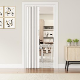 32" W Premium Foldable Accordion Doors, Double Walled Heavy Duty Folding Doors for Interior, Privacy Room Divider, White
