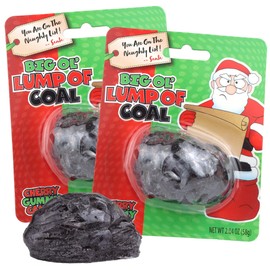 Sweetzo - Christmas Lump of Coal Candy, Cherry Flavored Gummy, Funny Stocking Stuffer Gift, 2.04 Ounces (Pack of 2)