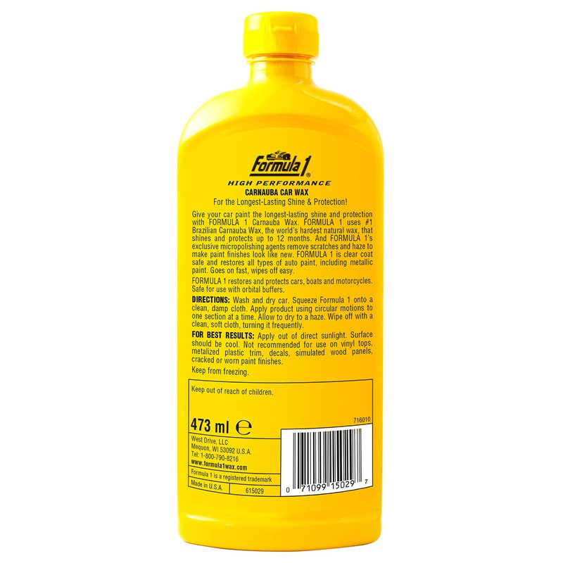 Formula 1, 615029, Cera Liquida de Carnauba, 473ml