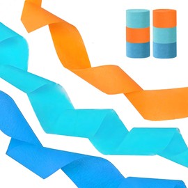 AimtoHome Orange Blue Crepe Paper Streamers,6 Rolls Party Streamers for Sports Events,Birthday Party,Graduation Decorations, 6 Rolls（82 Feet Long x 1.77 Inch）