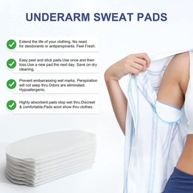 Armpit Sweat Pads, Jarfeit Underarm Sweat Pads for Women and Men [100 PCS], Sweat Pads for Women Armpits, Soft and Comfortable, Non Visible