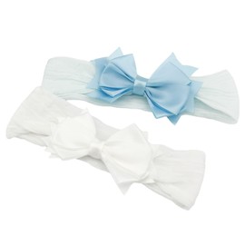 HAARallerliebst Hair Bands with Bow (32 cm | White + Blue | Pack of 2) with Box for Storage