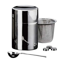 Ms. Kondo's tea sieve can stainless steel can for straining matcha tea strainer with stainless spoon midium size