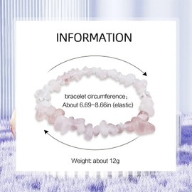 Natural Gemstone Bracelets, Natural Crystal Chip Bead Bracelet, Natural Gemstone Chakra Crystal Healing Stretch Bracelets, Jewelry Accessories (Rose Quartz)
