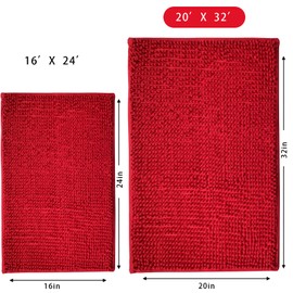 Eanpet Tapete de baño de felpilla antideslizante, de microfibra para niños, ultra suave, lavable, secado rápido, absorbente de agua, tapete de ducha (19.6 x 31.5 pulgadas, rojo)