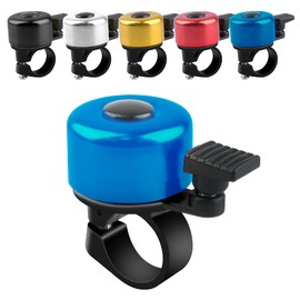 ADOGO Bicycle Bell, Loud and Clear, Fluium Alloy Bicycle Bell, Loud for Mountain Bike, City Bike, Road Bike, 22.2 mm - 22.8 mm Handlebar (Blue)