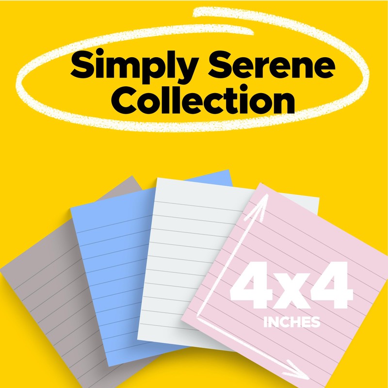 Post-it Super Sticky Notes, 4 Lined Sticky Note Pads, 4