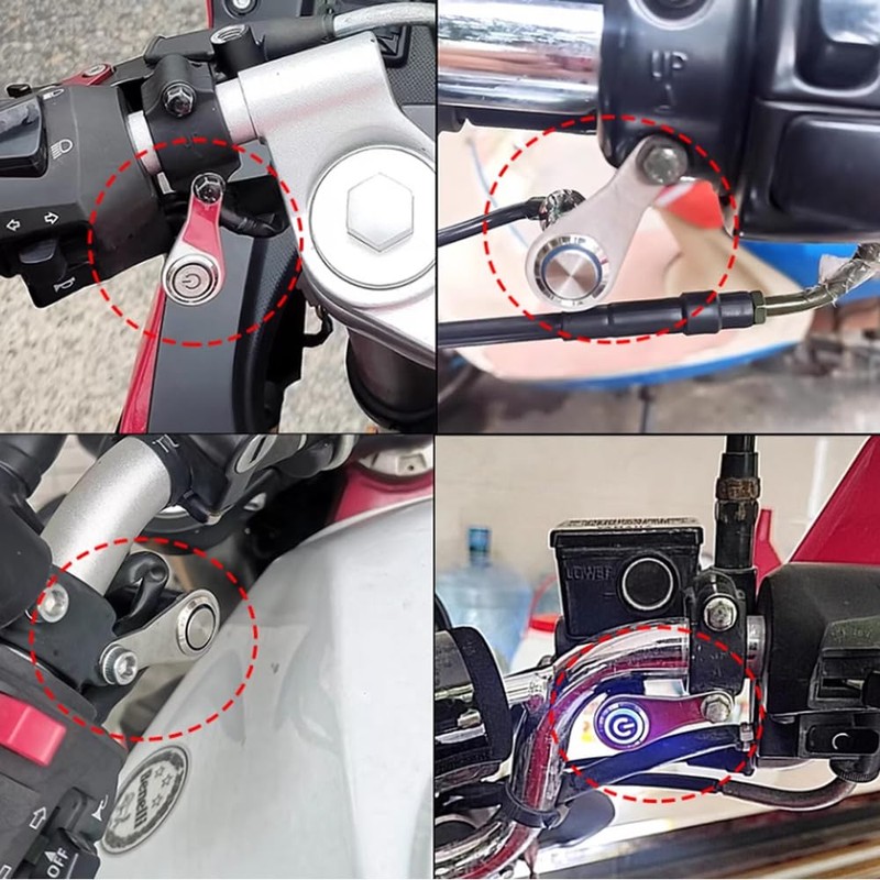 Gebildet 5A/12V Universal Latching Stainless Steel Blue LED Motorcycle Switch