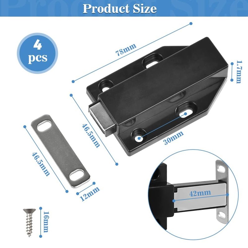 HEKOBAG 4 Pack Push to Open Door Catches, Magnetic Push