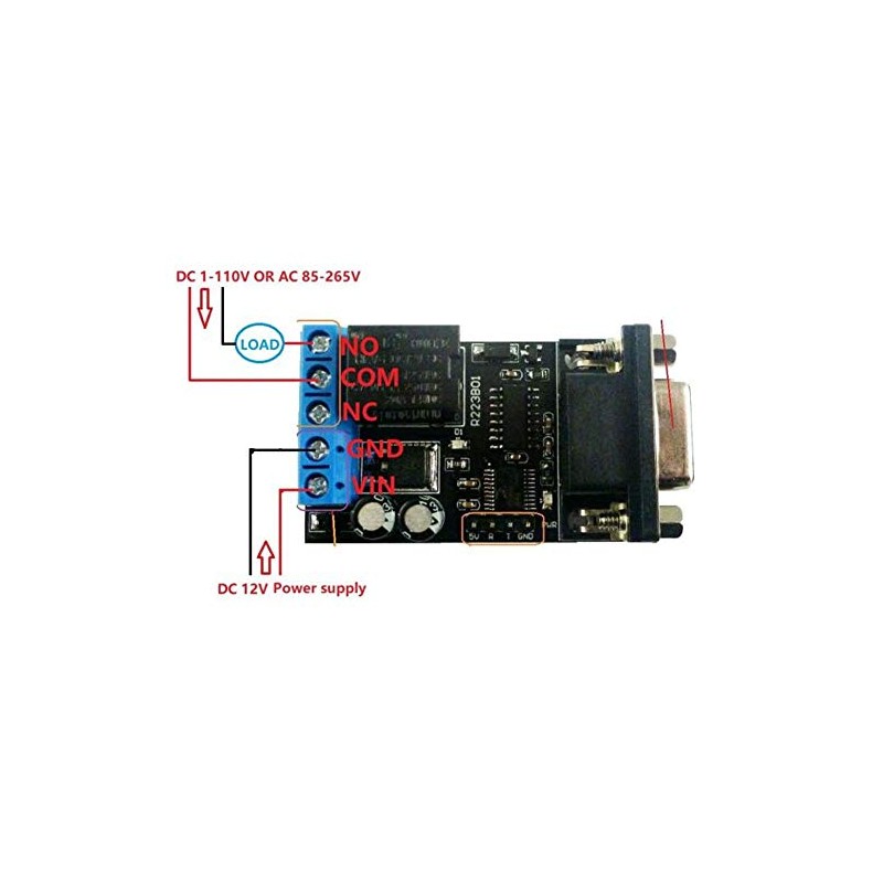 DC 12V 1 Channel RS232 Delay Relay Module, RS232 Delay