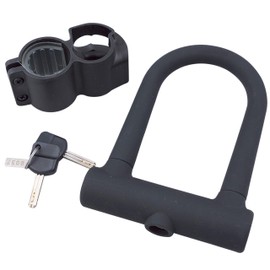 J&C FAVORI [Aluminum U-Lock W Dimple Key] Black 3.0 x 5.0 inches (76 x 128 mm) Seat Post Bracket with 3 Dimple Keys, FV-01