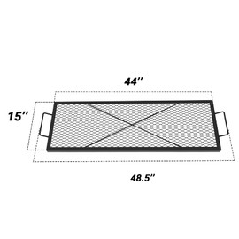 onlyfire Rectangle X-Marks Fire Pit Cooking Grate, Campfire Grill Grate with Handles Heavy Duty Steel BBQ Grill for Outdoor, 44-Inch