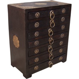 GURU SHOP Drawer Cabinet, Apothecary Cabinet, Jewellery Cabinet, Model 1, Brown, 32 x 23 x 13 cm, Tins, Boxes & Caskets