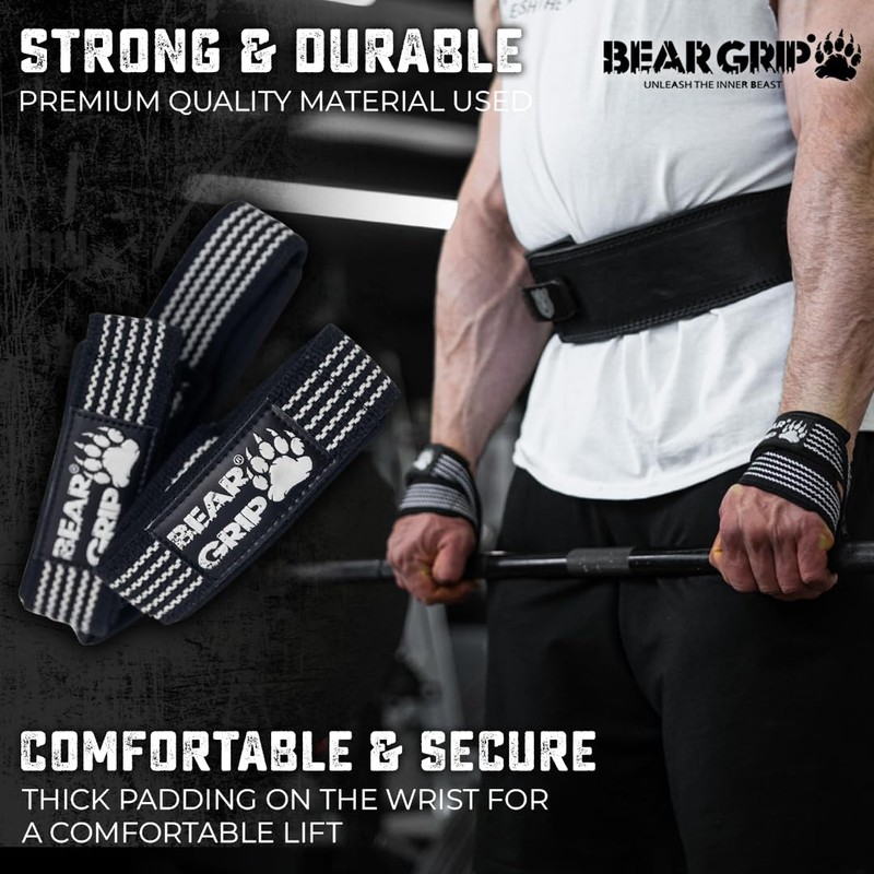 BEAR GRIP - High Quality Figure-8 Weight Lifting Straps (Sold
