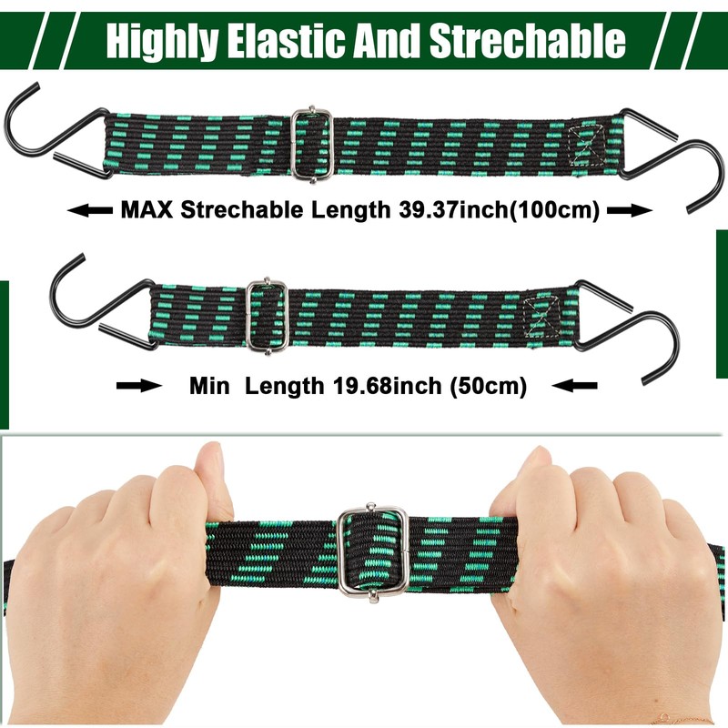 Saintrygo 8 Pcs 40 Inch Adjustable Flat Bungee Cords with