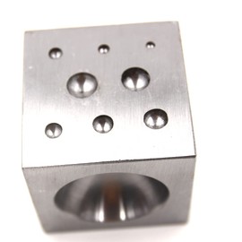 Chiloskit Square Knock Block with Polished High Carbon Steel Cavities 5x5cm Steel Block for Jewellery Making