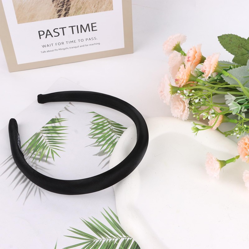 GAFATORY Satin Headbands Padded DIY Fashion Hair Bands Thin Non