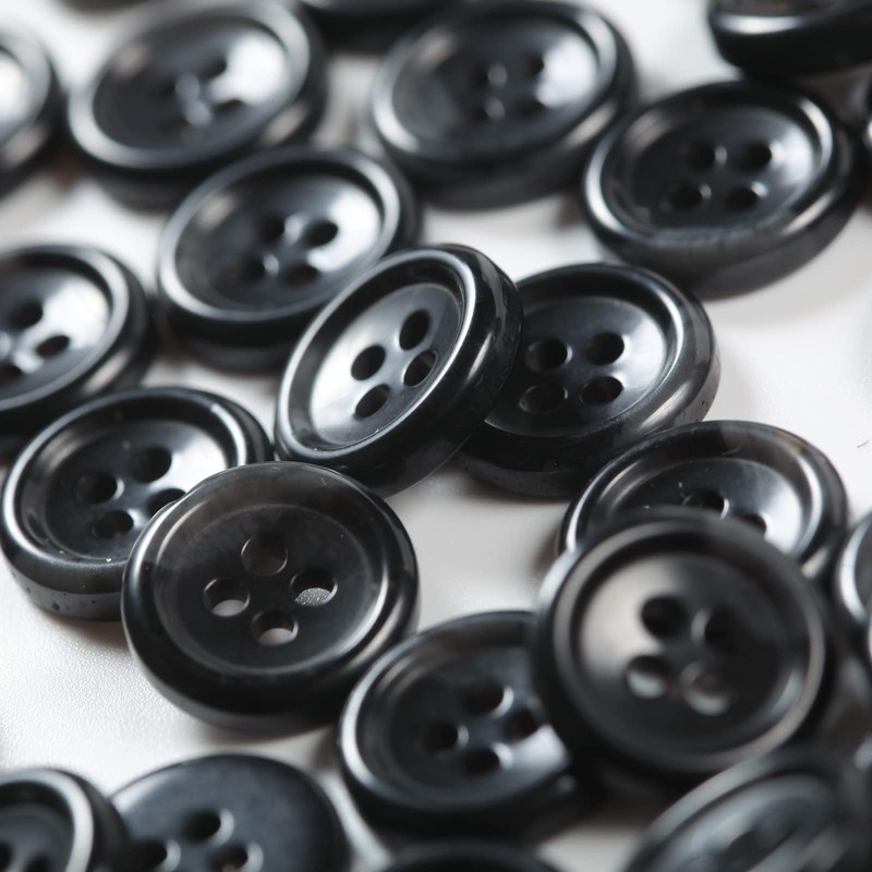 80 Pcs 3/4inch Large Black Buttons for Sewing Round Resin