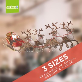 Set of 2 Small Santa Sleigh and Reindeer Full Colour Window Cling Sticker. Christmas Window Decorations by Stickers4 (Small)