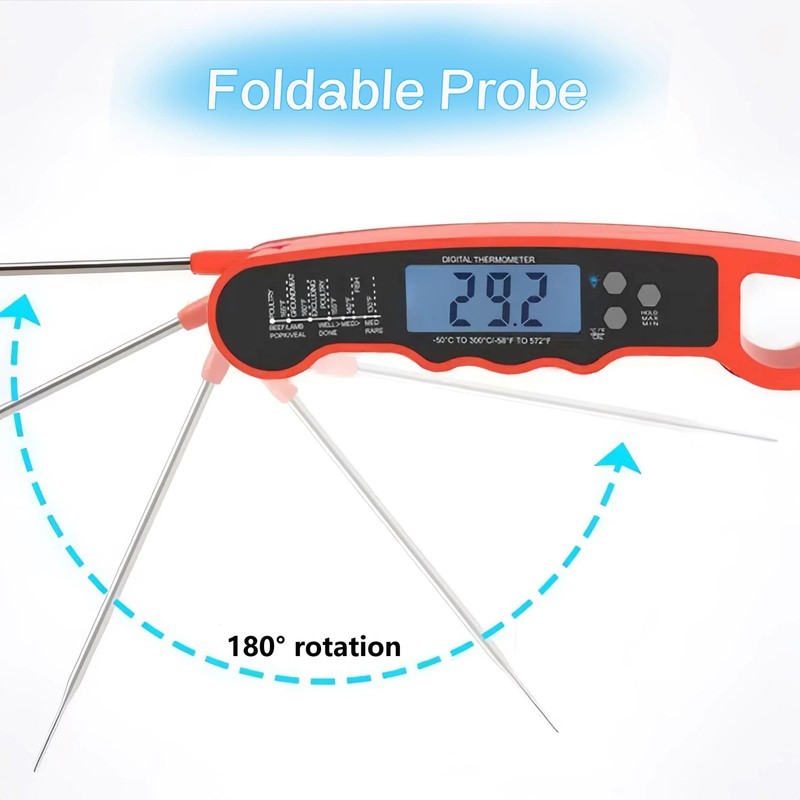 Digital Meat Thermometer, Waterproof Kitchen Thermometer with Backlight and Hold,