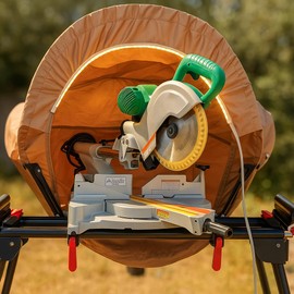 Miter Saw Dust Collector with LED Light - Effective Dust Collection Hood, Universal Fit for 10" Miter Saws, Miter Saw Dust Hood with Storage Bag, Ideal for Garage & Workshop Use