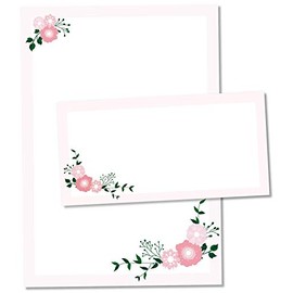 TYSK Design Writing Paper Modern Flowers (Design Selectable), 50 Sheets DIN A4, 25 Envelopes - Paper Set with Motif, Writing Paper, Designer Paper for Letters, Notes