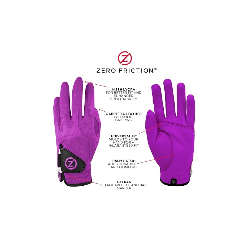 Zero Friction Men's Cabretta Elite Left Hand Golf Glove, One