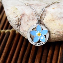 Lifebeats Forget Me Not 1 Charm Silver Colored Necklace by Ringmaster