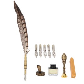 European Retro Stainless Steel Nibs Dip Writing Feather Pen Wax Set Gift with Packing Box

#2