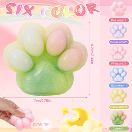 Guiqulai 6 Pcs Squish Cat Paw Squeeze Toys, Stress Relief Sensory Toy for Party Favors GClassroom Exchange Gifts