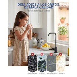 APPASO Llave Filtro de Agua Monomando Acero Inoxidable 304 Negro Mate | Grifo para agua purificada, compatible con ósmosis inversa, conexión rápida 1/