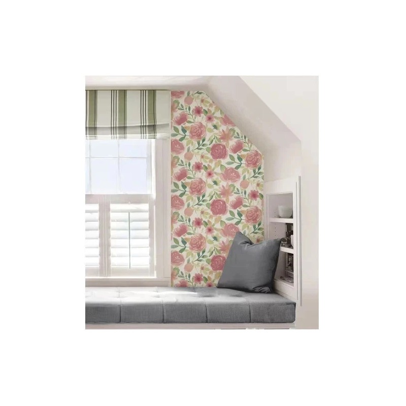 NuWallpaper Pink Audrey Vinyl Peel and Stick Wallpaper Roll 20.5