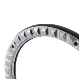 Forever Sharp 14 Inch Polished (9 Hole) Classic Steering Wheel Black Half Wrap